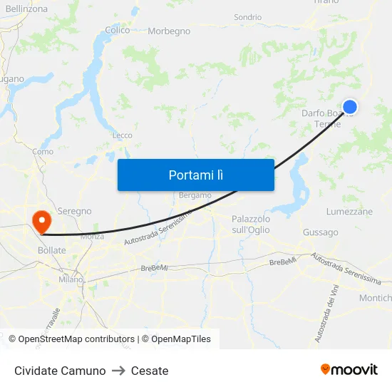 Cividate Camuno to Cesate map