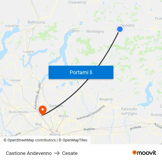 Castione Andevenno to Cesate map