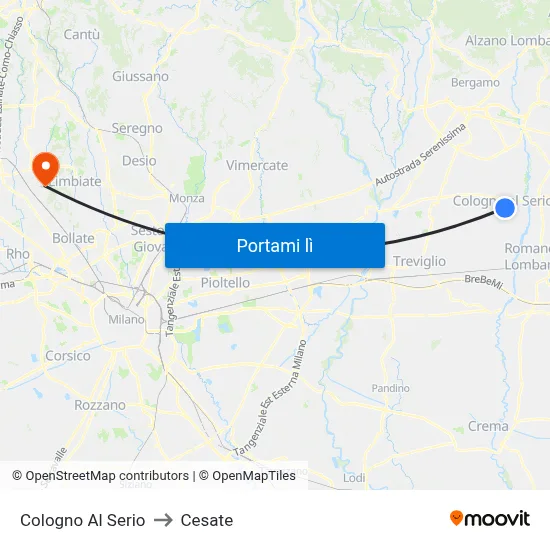 Cologno Al Serio to Cesate map