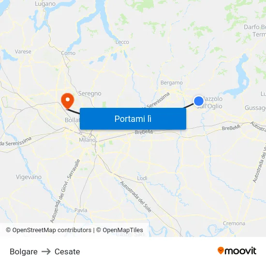 Bolgare to Cesate map