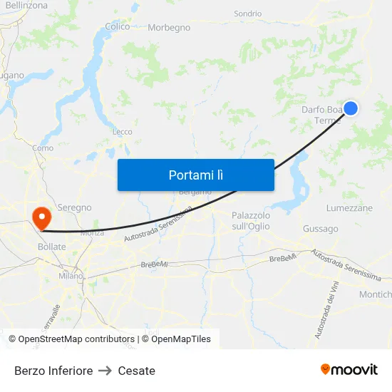 Berzo Inferiore to Cesate map