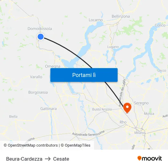 Beura-Cardezza to Cesate map