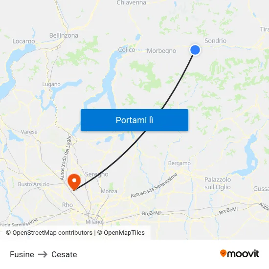 Fusine to Cesate map