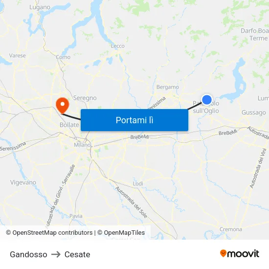 Gandosso to Cesate map