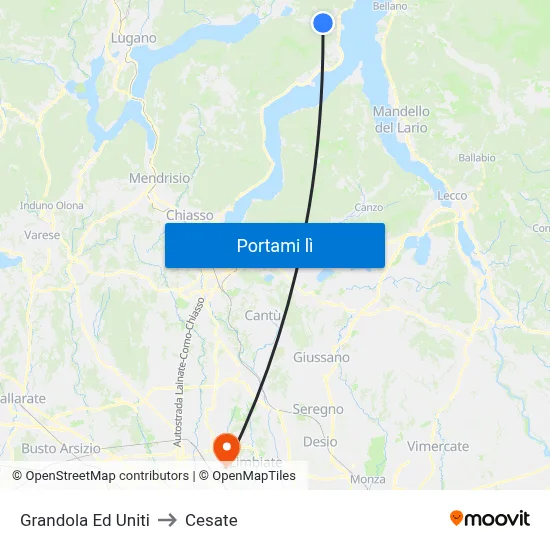 Grandola Ed Uniti to Cesate map