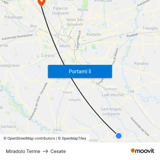 Miradolo Terme to Cesate map