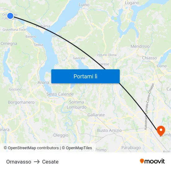 Ornavasso to Cesate map