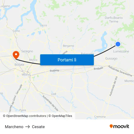Marcheno to Cesate map