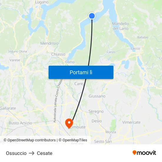 Ossuccio to Cesate map