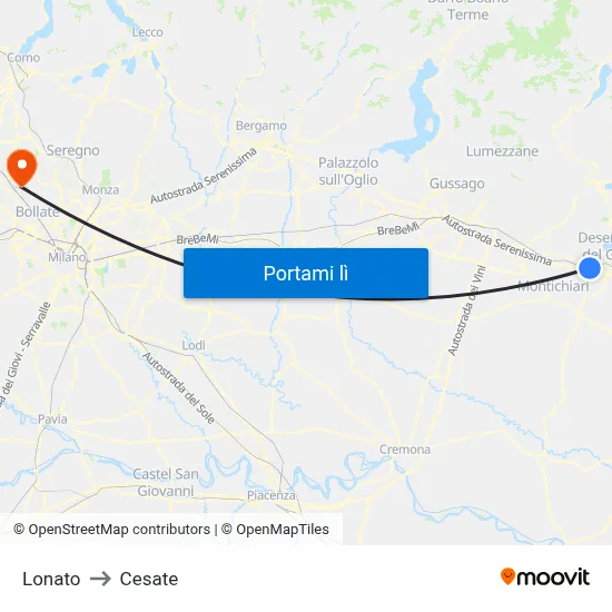 Lonato to Cesate map