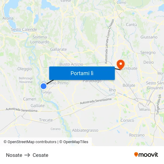 Nosate to Cesate map