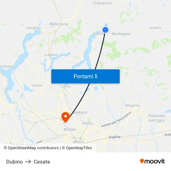 Dubino to Cesate map
