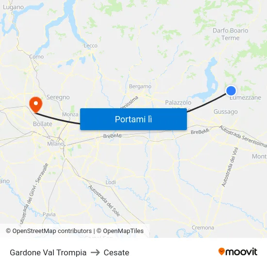 Gardone Val Trompia to Cesate map