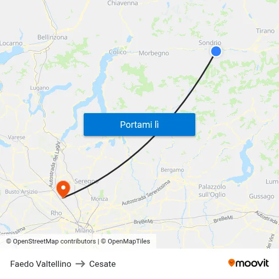 Faedo Valtellino to Cesate map