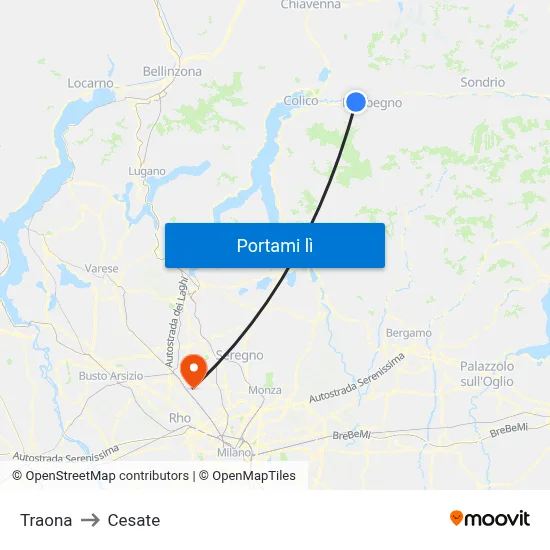 Traona to Cesate map