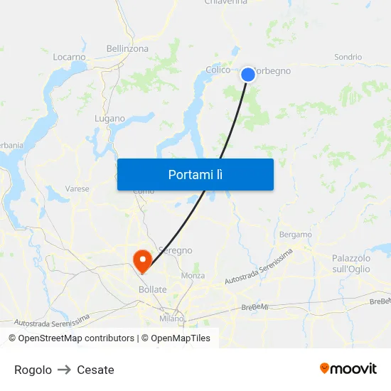 Rogolo to Cesate map