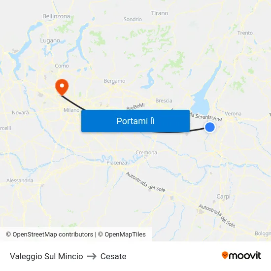 Valeggio Sul Mincio to Cesate map