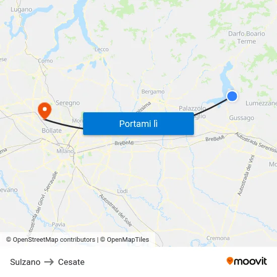 Sulzano to Cesate map