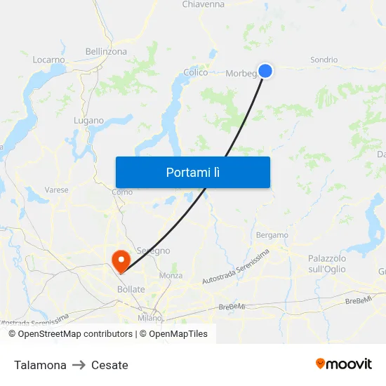 Talamona to Cesate map