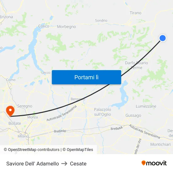 Saviore Dell' Adamello to Cesate map