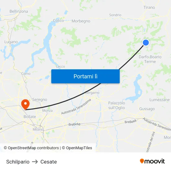 Schilpario to Cesate map