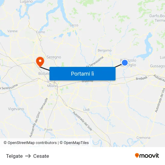 Telgate to Cesate map