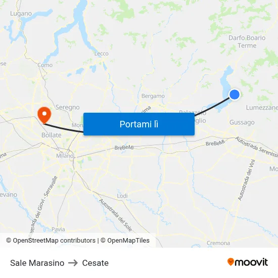 Sale Marasino to Cesate map