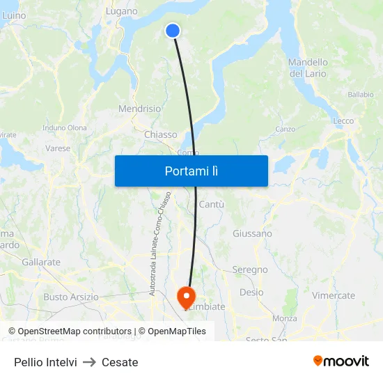 Pellio Intelvi to Cesate map