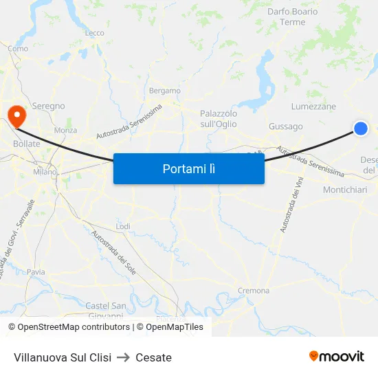 Villanuova Sul Clisi to Cesate map