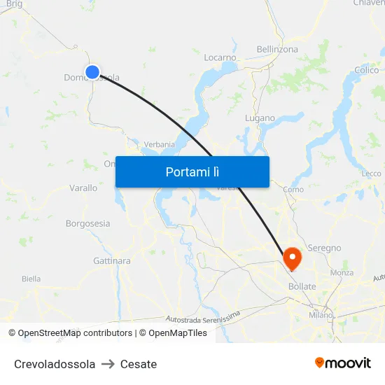 Crevoladossola to Cesate map