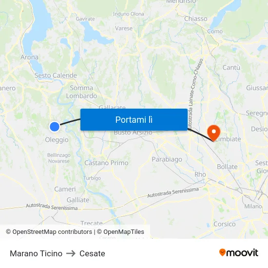 Marano Ticino to Cesate map