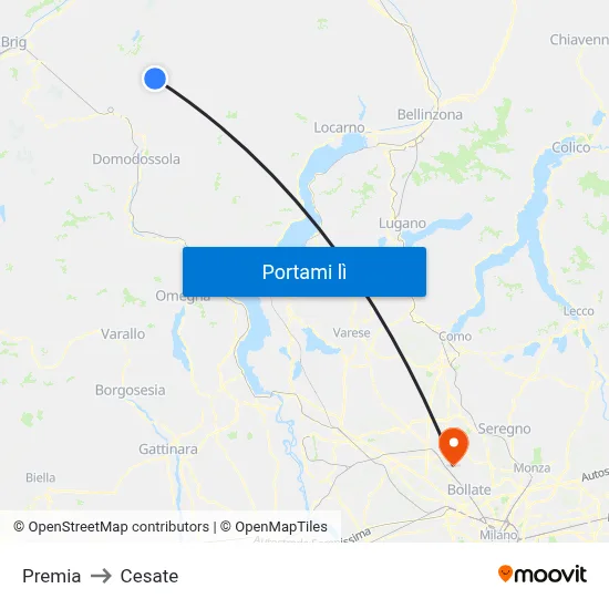 Premia to Cesate map