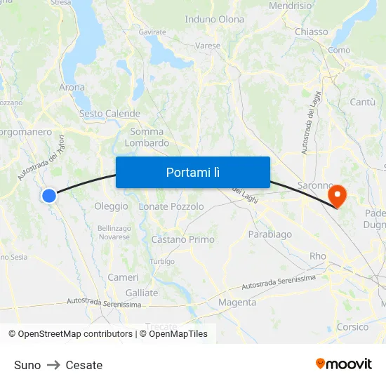 Suno to Cesate map