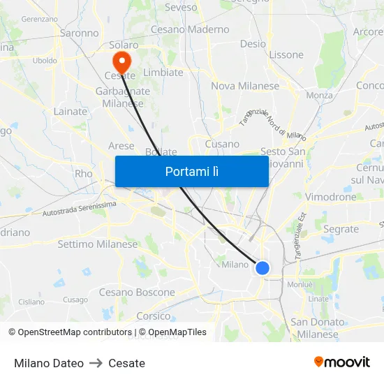 Milano Dateo to Cesate map