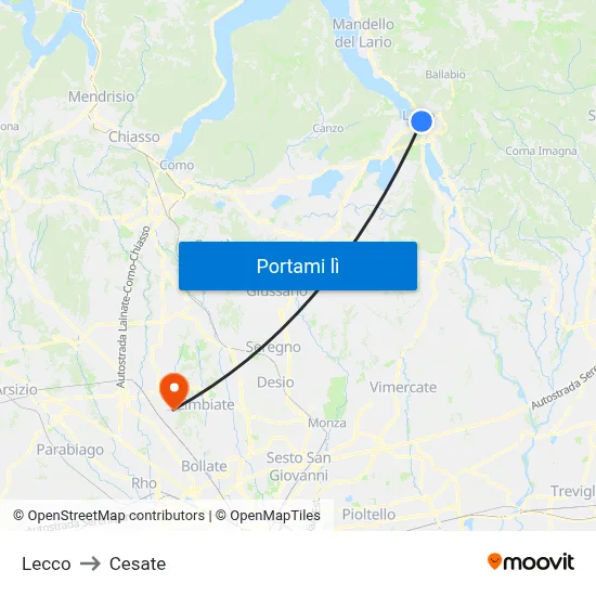 Lecco to Cesate map