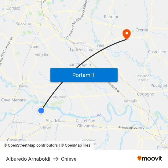 Albaredo Arnaboldi to Chieve map