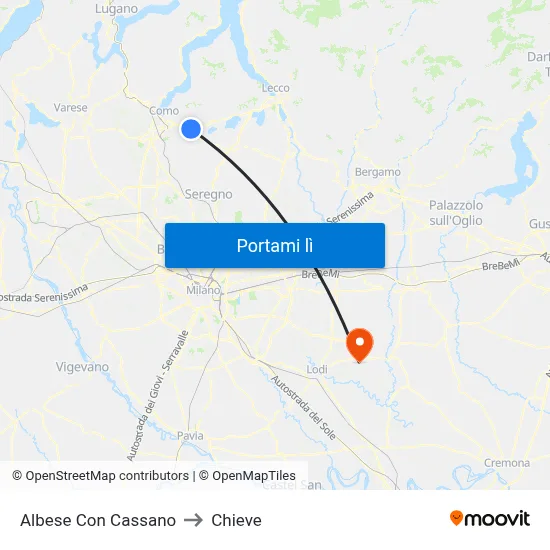 Albese Con Cassano to Chieve map