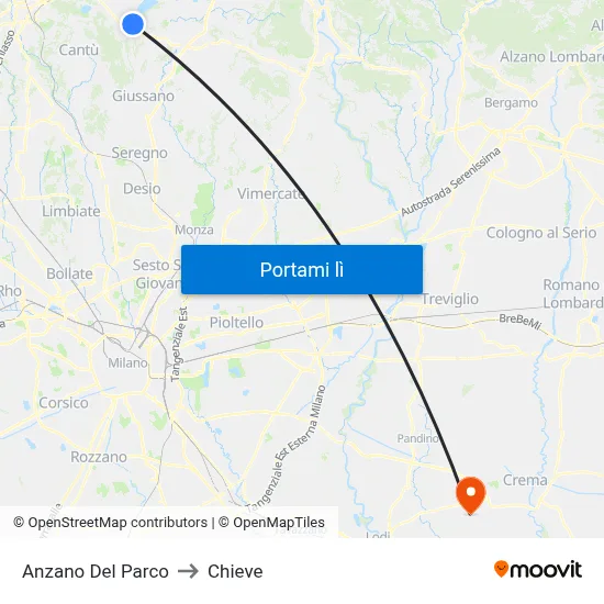 Anzano Del Parco to Chieve map
