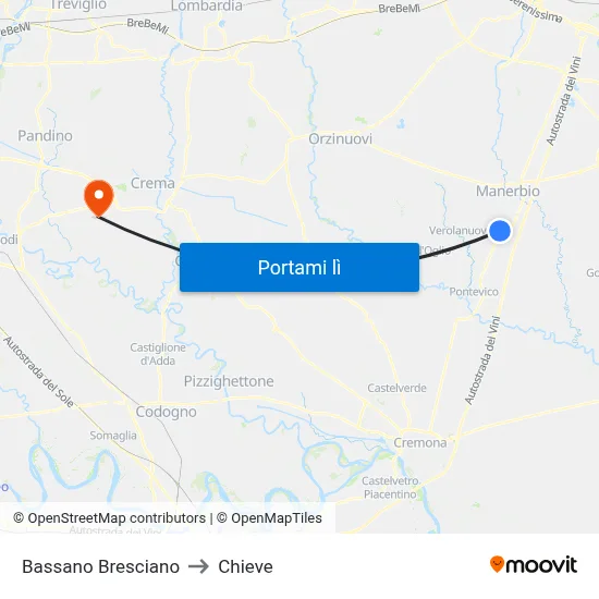 Bassano Bresciano to Chieve map