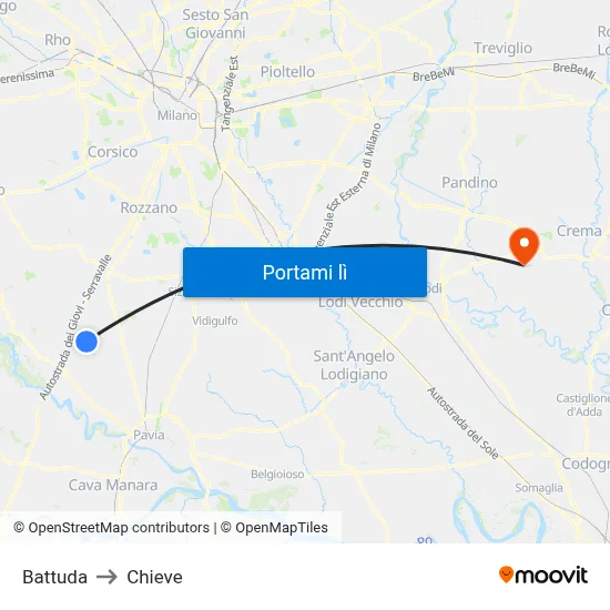 Battuda to Chieve map