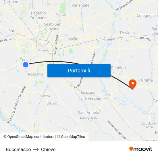Buccinasco to Chieve map