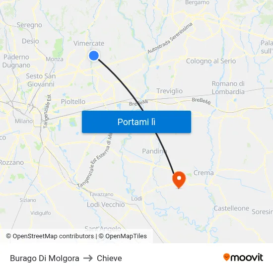 Burago Di Molgora to Chieve map