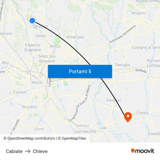 Cabiate to Chieve map
