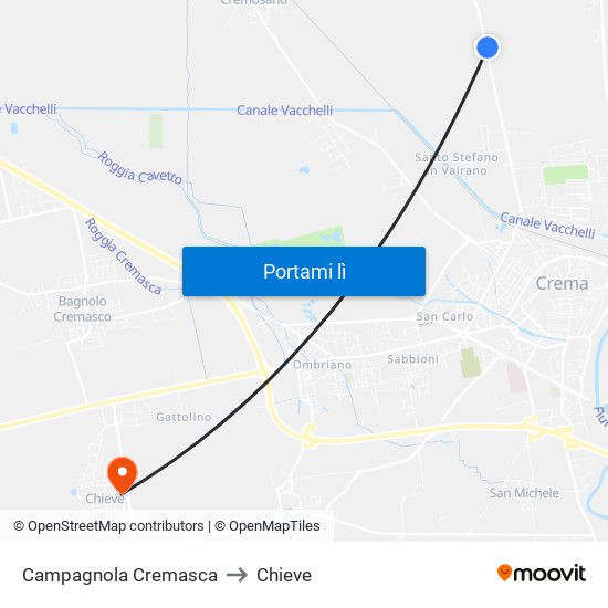 Campagnola Cremasca to Chieve map