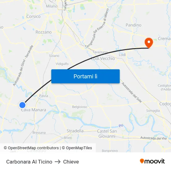 Carbonara Al Ticino to Chieve map