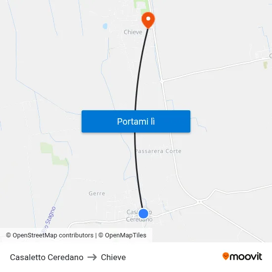 Casaletto Ceredano to Chieve map