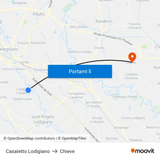 Casaletto Lodigiano to Chieve map