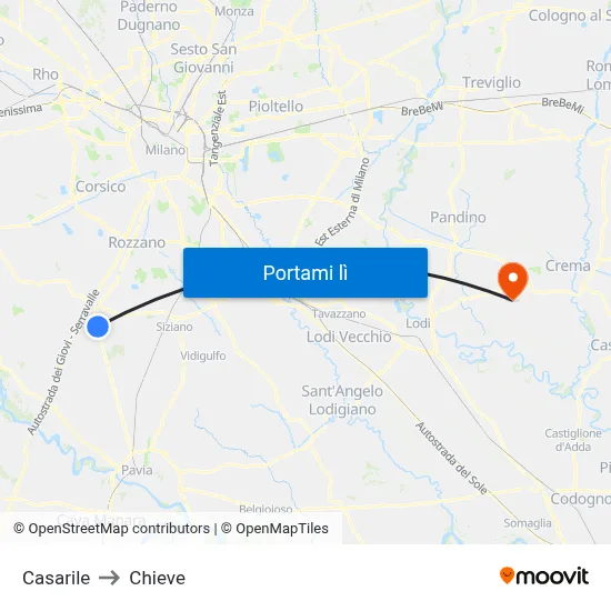 Casarile to Chieve map