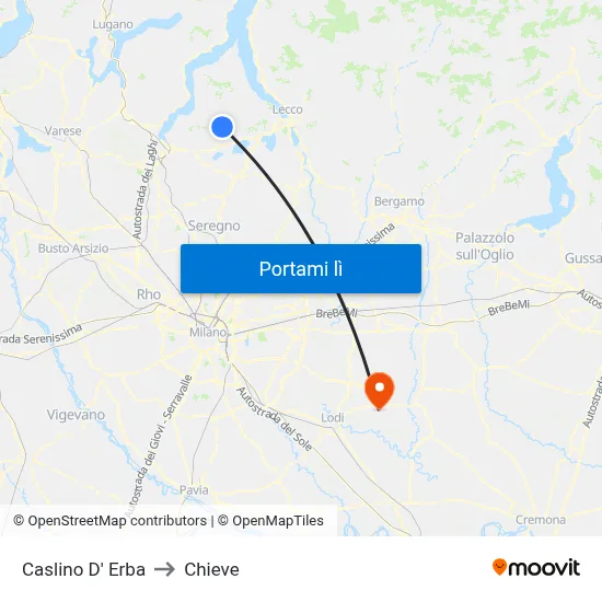 Caslino D' Erba to Chieve map