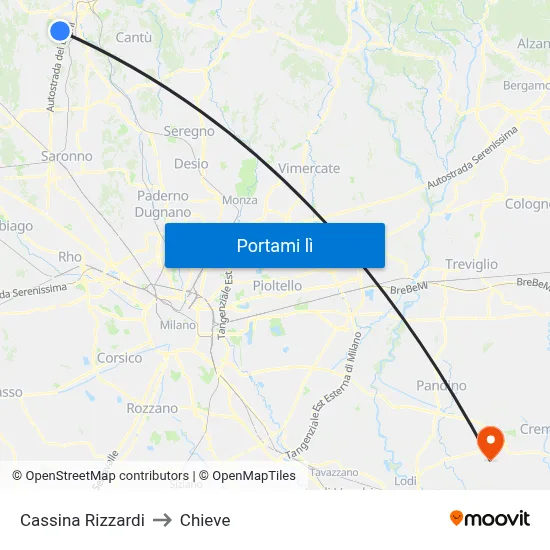 Cassina Rizzardi to Chieve map